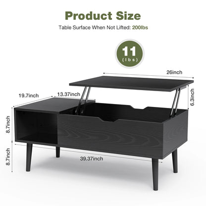 JHK Tables basses relevables pour salon 39.37 "x 19.7" bureau Tables à manger en bois de thé étagère de rangement réglable facile à monter ou inférieure