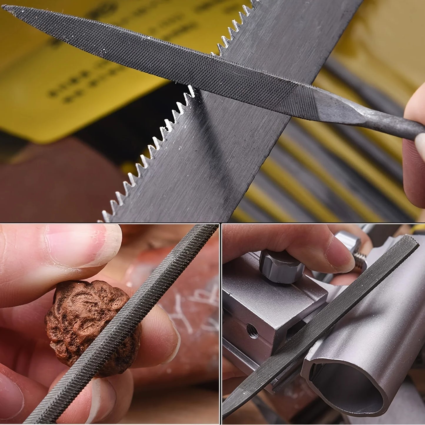 Ensemble de limes à aiguilles Premium – Limes en acier à haute teneur en carbone avec poignées ergonomiques antidérapantes pour un classement précis sur le bois, le plastique et le modèle