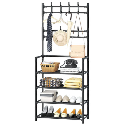 DIY Shoe and Hat Rack Clothes Hanger Organizer Floor Standing Storage Shelf Doorway Simple Multi-Layer Shoerack