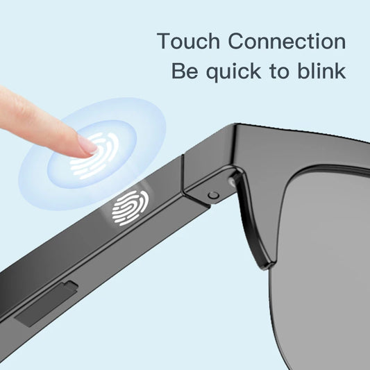 Lunettes Bluetooth intelligentes à base de contact avec Conduction osseuse pour les appels de sports de plein air, lunettes de soleil, écouteurs sans fil d'affaires