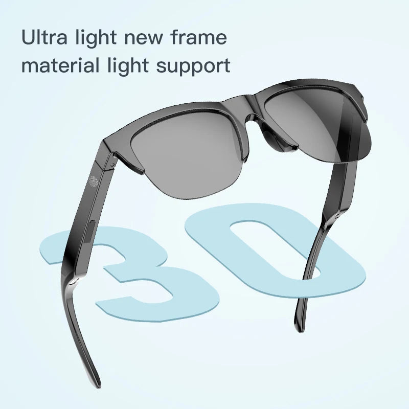 Lunettes Bluetooth intelligentes à base de contact avec Conduction osseuse pour les appels de sports de plein air, lunettes de soleil, écouteurs sans fil d'affaires