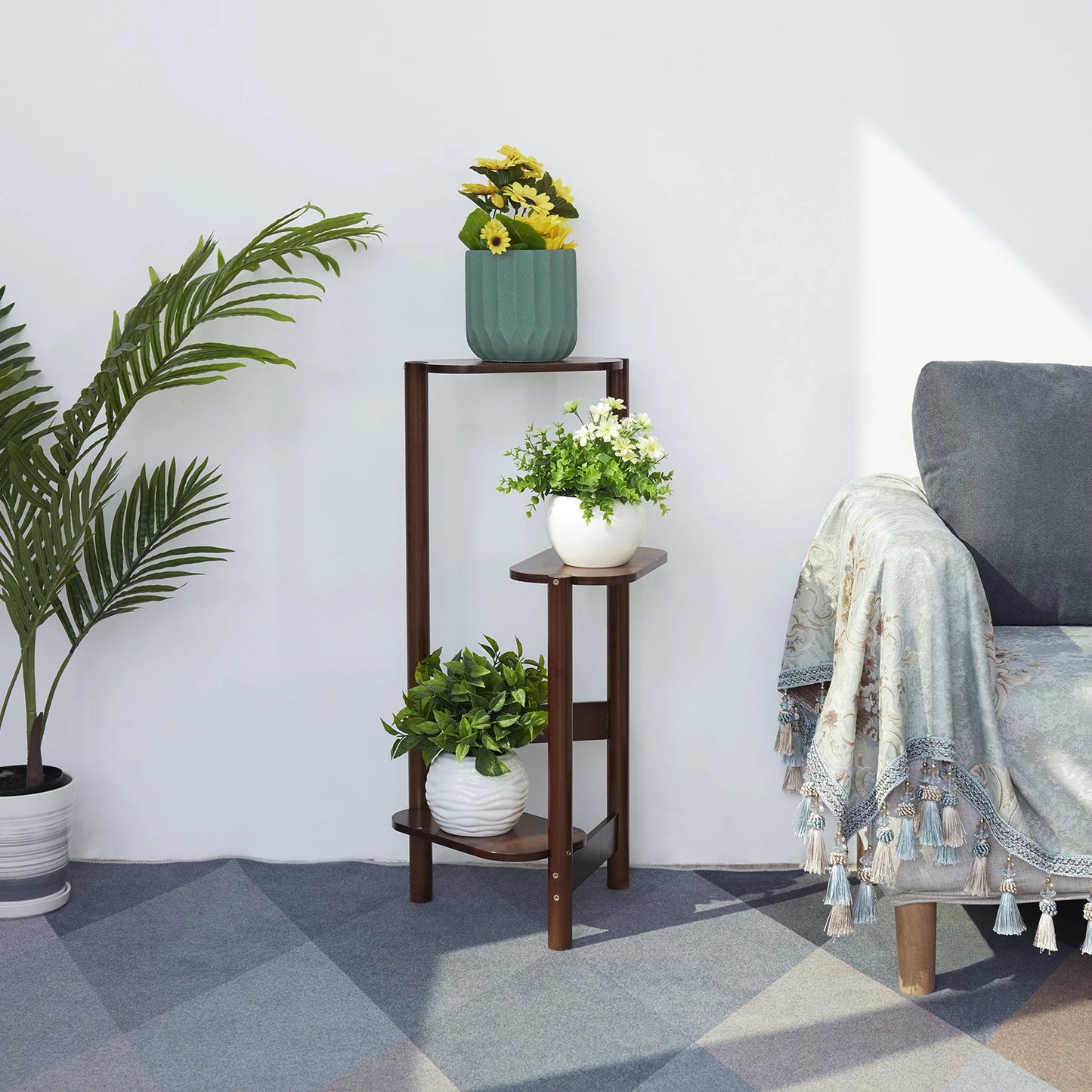 Support de plantes d'angle haut en bambou à 3 niveaux, support de jardinière, support de Pot de fleur, support de rangement pour balcon, jardin, Patio