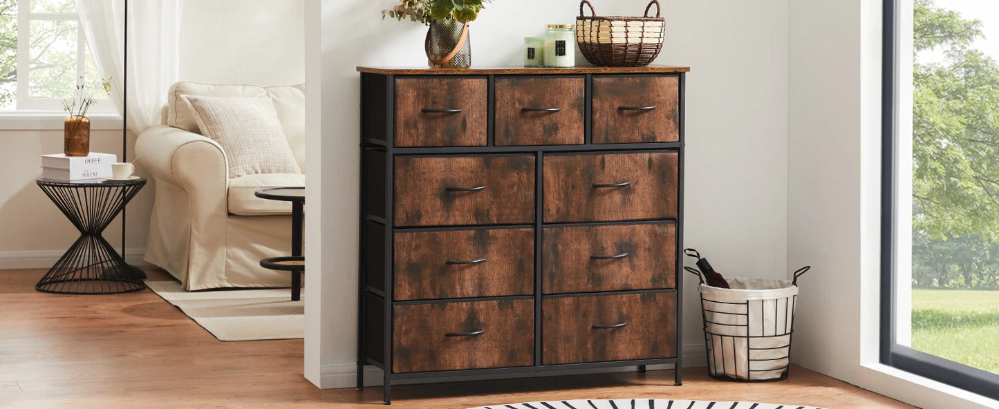 JHK commode pour chambre à coucher avec 9 tiroirs de rangement en tissu armoire grande poitrine organisateur placard adulte enfants vêtements armoire meubles
