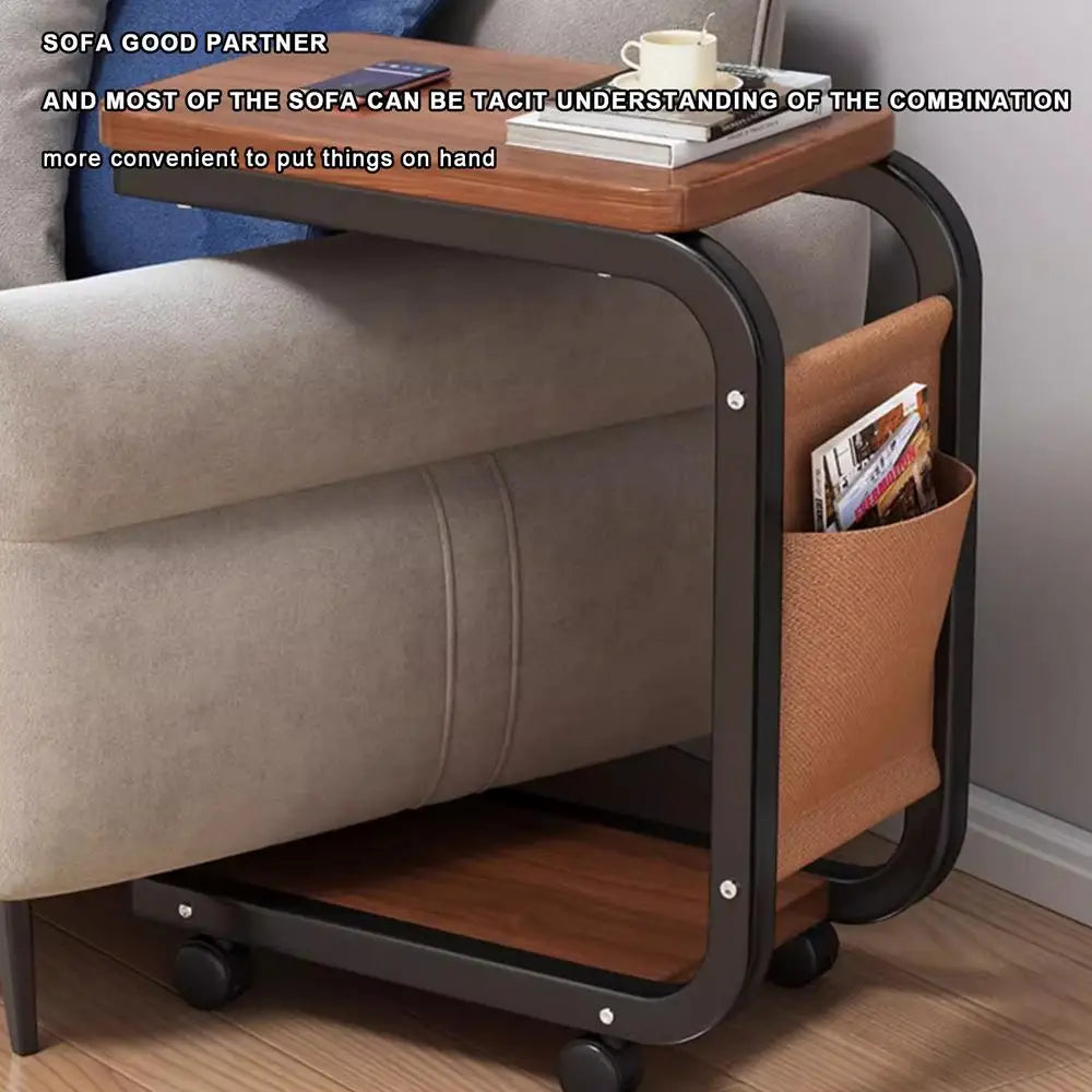 Table d'appoint de canapé en forme de C, double couche, mobile, carré simple, petite table d'appoint pour canapés, salons, zones de chevet, accessoires