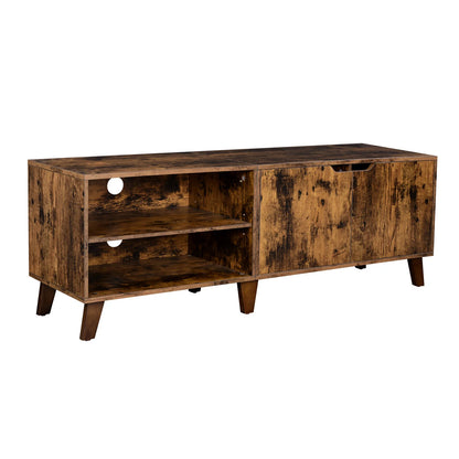 Meuble TV 2 Portes, Longueur 140 cm, pour Téléviseurs 60 Pouces, Salon, Salle à Manger, Chambre, Chêne Naturel et Blanc Crème