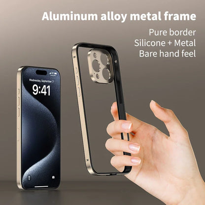 Protection de caméra + cadre hybride en Silicone, coque de téléphone en aluminium et métal pour iPhone 16 15 14 13 Pro Max, pare-chocs à meilleure chaleur