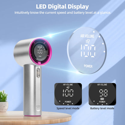 Mini ventilateur de bain aste, vitesse du vent à 100 vitesses, ventilateur électrique, affichage numérique, turbo réglable, portable, extérieur, déterminer
