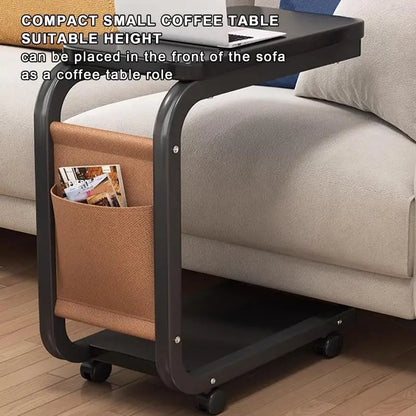Table d'appoint de canapé en forme de C, double couche, mobile, carré simple, petite table d'appoint pour canapés, salons, zones de chevet, accessoires