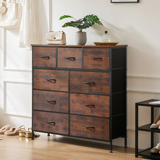 JHK commode pour chambre à coucher avec 9 tiroirs de rangement en tissu armoire grande poitrine organisateur placard adulte enfants vêtements armoire meubles