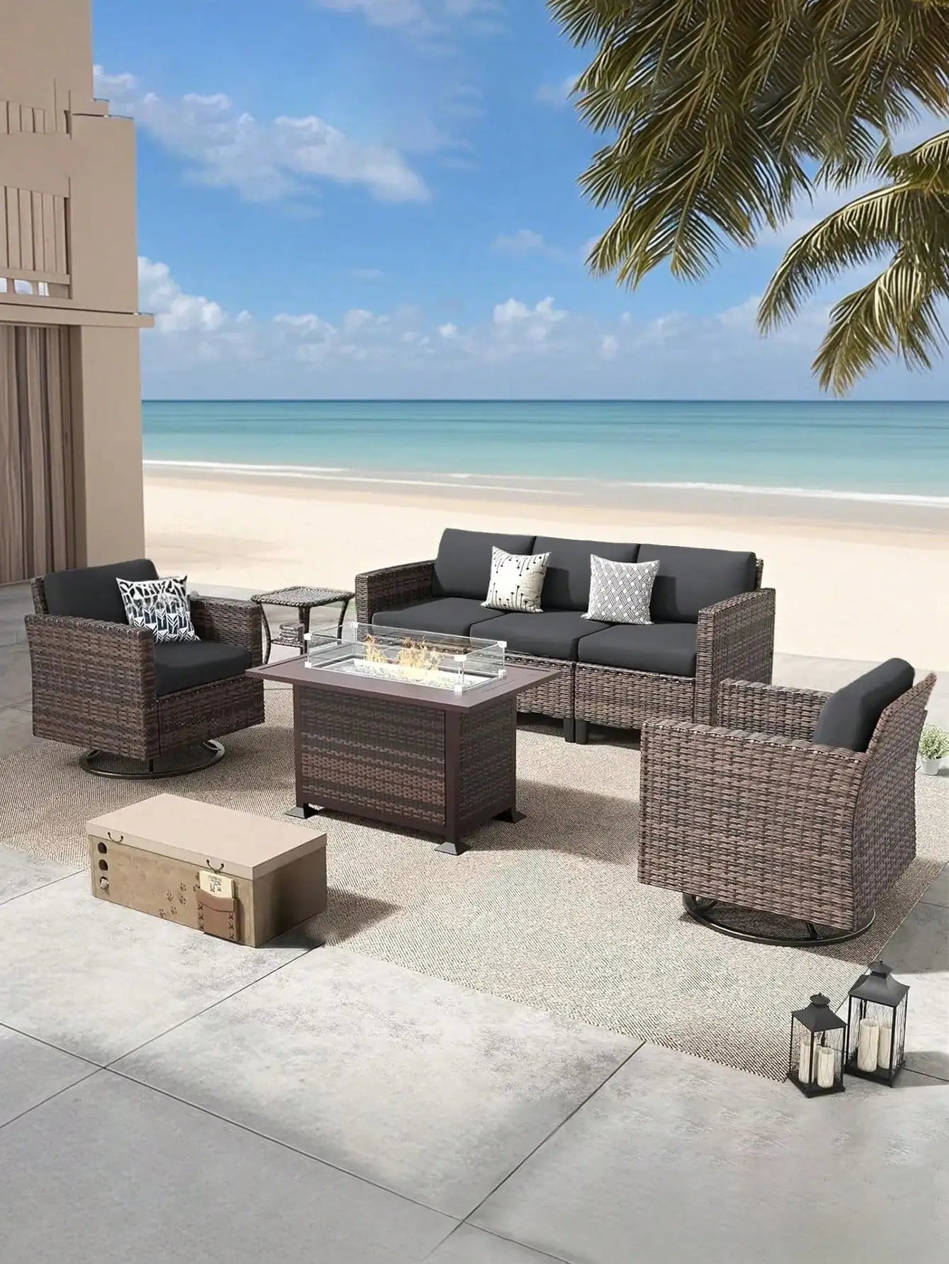 Housses de coussin de canapé à imprimé Tropical extérieur-protecteurs de meubles antidérapants, remplacement pour coussins de siège individuels
