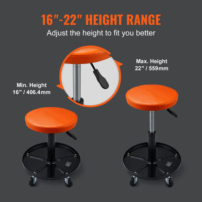 SucceBuy – tabouret de mécanicien pneumatique roulant de 250 LBS, siège de Garage/magasin, tabouret d'atelier roulant rembourré pour réparation automobile de Garage