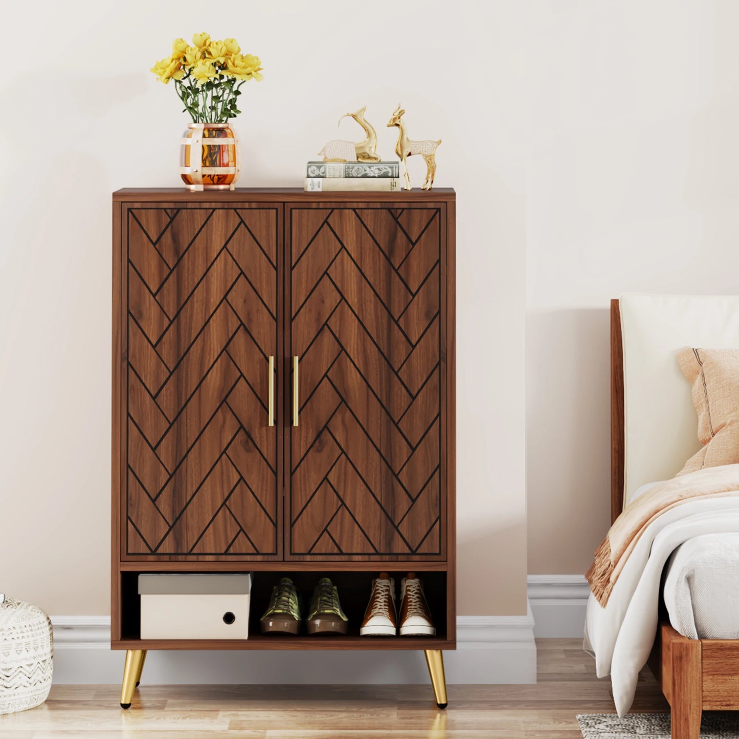 Tribesigns-Meuble à chaussures à 6 niveaux avec portes, armoire de rangement pour chaussures en bois pour brochure avec étagères réglables pour l'entrée