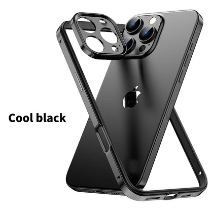 Protection de caméra + cadre hybride en Silicone, coque de téléphone en aluminium et métal pour iPhone 16 15 14 13 Pro Max, pare-chocs à meilleure chaleur