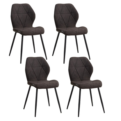 EGOONM A Set of 4 Dining Chairs Upholstered Padded Linen Fabric Kitchen Chairs Metal Legs for Balcony Restaurant  Dining Room