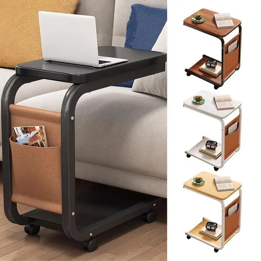 Table d'appoint de canapé en forme de C, double couche, mobile, carré simple, petite table d'appoint pour canapés, salons, zones de chevet, accessoires