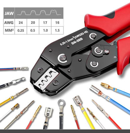 Jeu d'outils de sertissage à cliquet pour canon ouvert Dupont JST MOLEX, bornes Dupont Molex JST TE et broches EPC PCIE SATA SN-58B