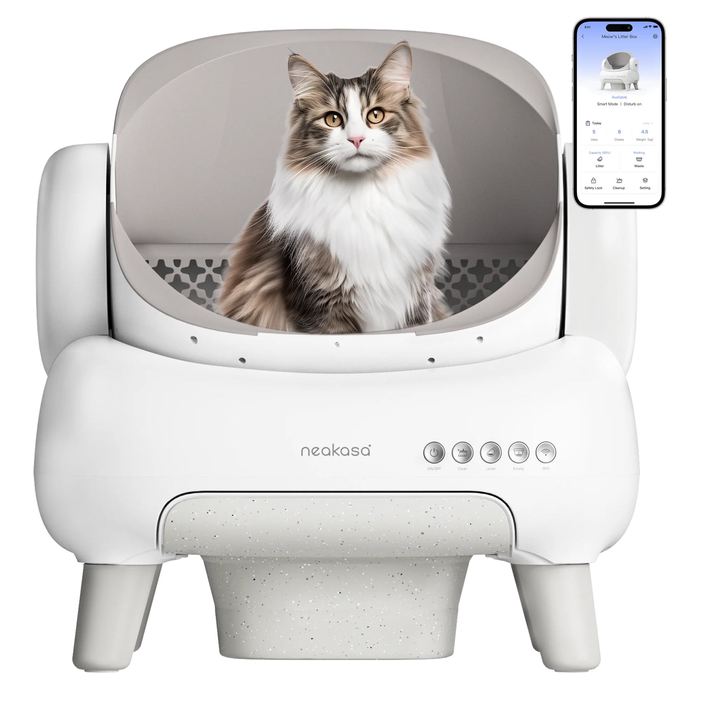 Neakasa – bac à litière au-dessus ouvert, toilettes autonettoyantes pour chat, tapis de litière pour chat de grande capacité pour plusieurs chats