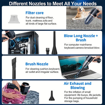 Car Vacuum Cleaner Strong Suction Cleaning Mini Machine Wireless Portable Handhled Blower Machine Air Duster for Home Appliances