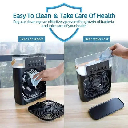 Nouveau 3 en 1 ventilateur climatiseur ménage Mini refroidisseur d'air LED veilleuse Portable humidificateur réglage de l'air ventilateur bureau maison ventilateur