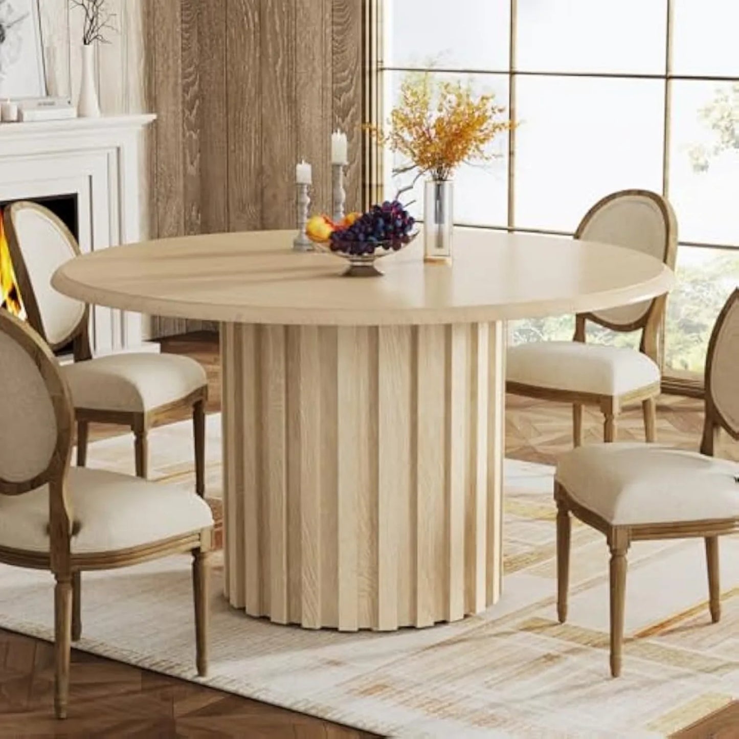 Table à manger ronde pour 4, table de cuisine de ferme de 47,24 pouces avec base en métal, petite table à manger moderne pour salle à manger