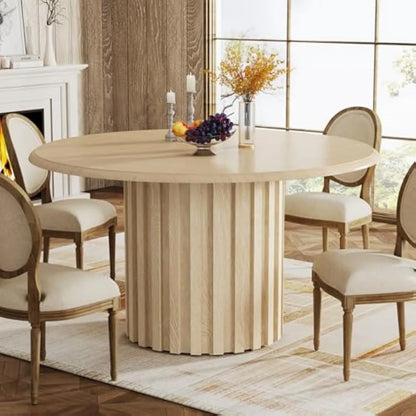 Table à manger ronde pour 4, table de cuisine de ferme de 47,24 pouces avec base en métal, petite table à manger moderne pour salle à manger