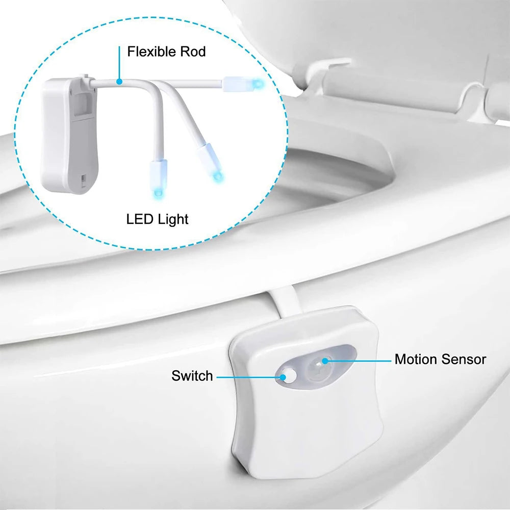 Capteur de mouvement lumière sans fil LED veilleuse RGB 8 couleurs lampe toilette salle de bain lumière d'ambiance capteur coloré LED veilleuses