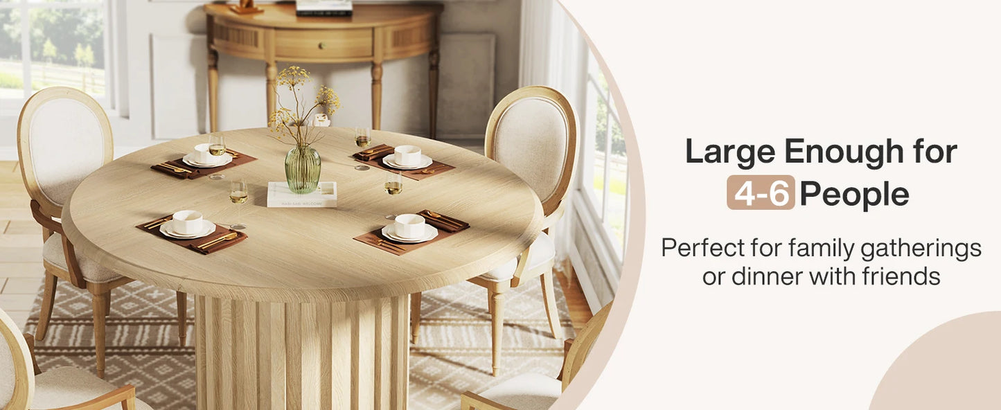 Table à manger ronde pour 4, table de cuisine de ferme de 47,24 pouces avec base en métal, petite table à manger moderne pour salle à manger