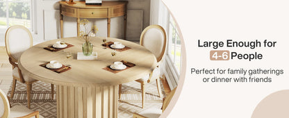 Table à manger ronde pour 4, table de cuisine de ferme de 47,24 pouces avec base en métal, petite table à manger moderne pour salle à manger