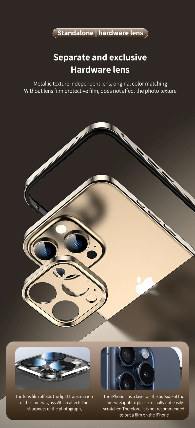 Protection de caméra + cadre hybride en Silicone, coque de téléphone en aluminium et métal pour iPhone 16 15 14 13 Pro Max, pare-chocs à meilleure chaleur