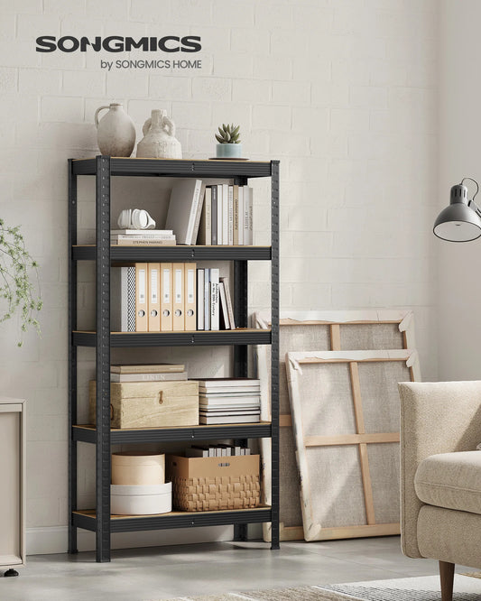 SONGMICS Étagère de Rangement à 5 Niveaux, 30 x 75 x 150 cm, Capacité 650 kg, Planches Réglables, Style Industriel, pour Cuisine, Salon