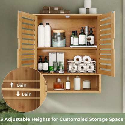 Armoire murale armoire de rangement de salle de bain murale avec étagères réglables à l'intérieur, armoire à pharmacie à Double porte, armoire utilitaire