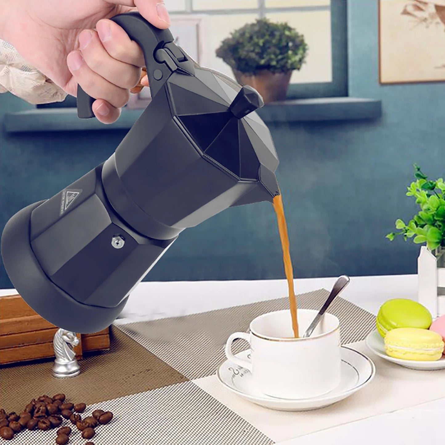 300 ml Electric Coffee Machine Aluminium Espresso Maker Mocha Espresso Pot with Separate Base