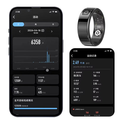 Smart Ring Gesture Swipe Control Heart Rate Blood Oxygen Monitoring Multi Sport Modes IP68 Waterproof Bluetooth Women Smartrings