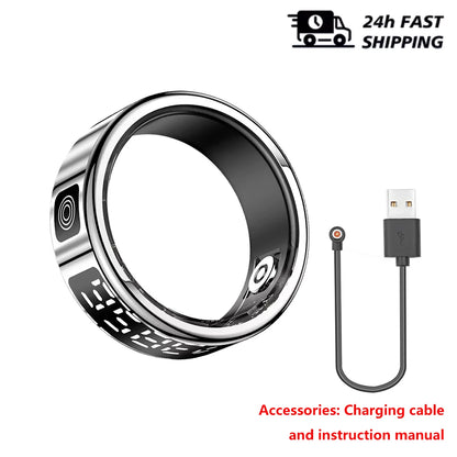 Smart Ring Gesture Swipe Control Heart Rate Blood Oxygen Monitoring Multi Sport Modes IP68 Waterproof Bluetooth Women Smartrings
