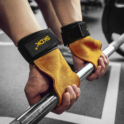Poignées de gymnastique pour hommes et femmes, protège-paume en cuir de vache, gants d'haltérophilie, de Fitness, d'entraînement, avec bandes à poignets, équipement d'entraînement