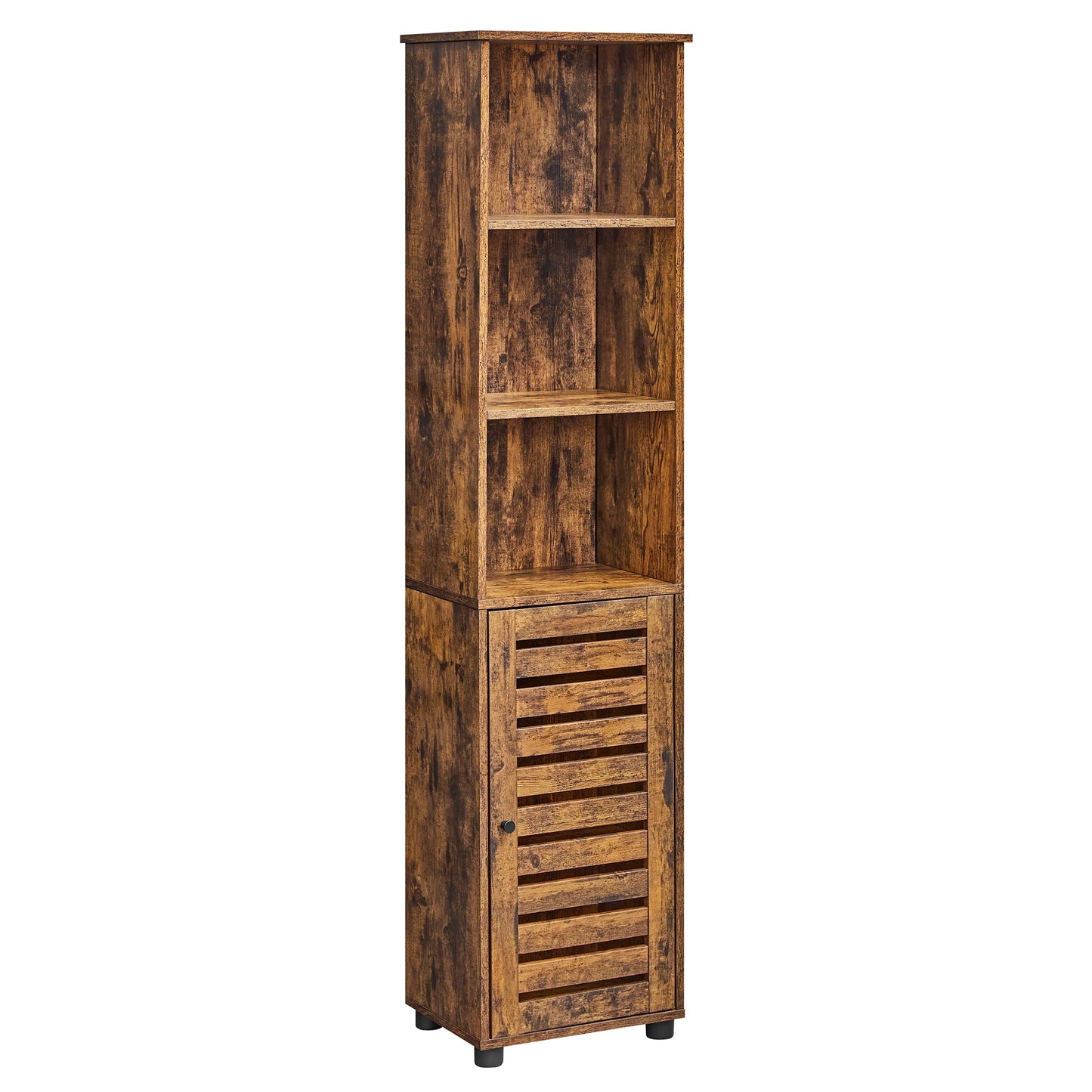 VASAGLE Meuble de Salle de Bain, Étagère de Rangement, Placard Haut, avec 3 Compartiments Ouverts et 2 Étagères Réglables, Salon, Entrée