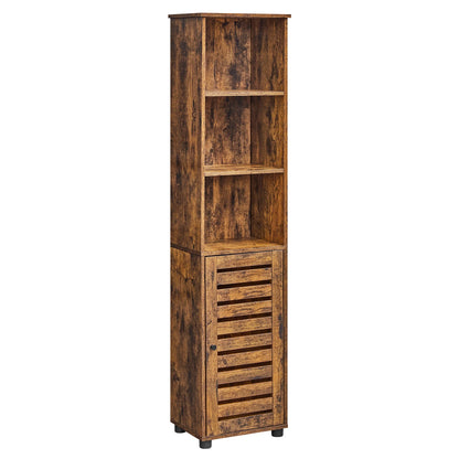 VASAGLE Meuble de Salle de Bain, Étagère de Rangement, Placard Haut, avec 3 Compartiments Ouverts et 2 Étagères Réglables, Salon, Entrée