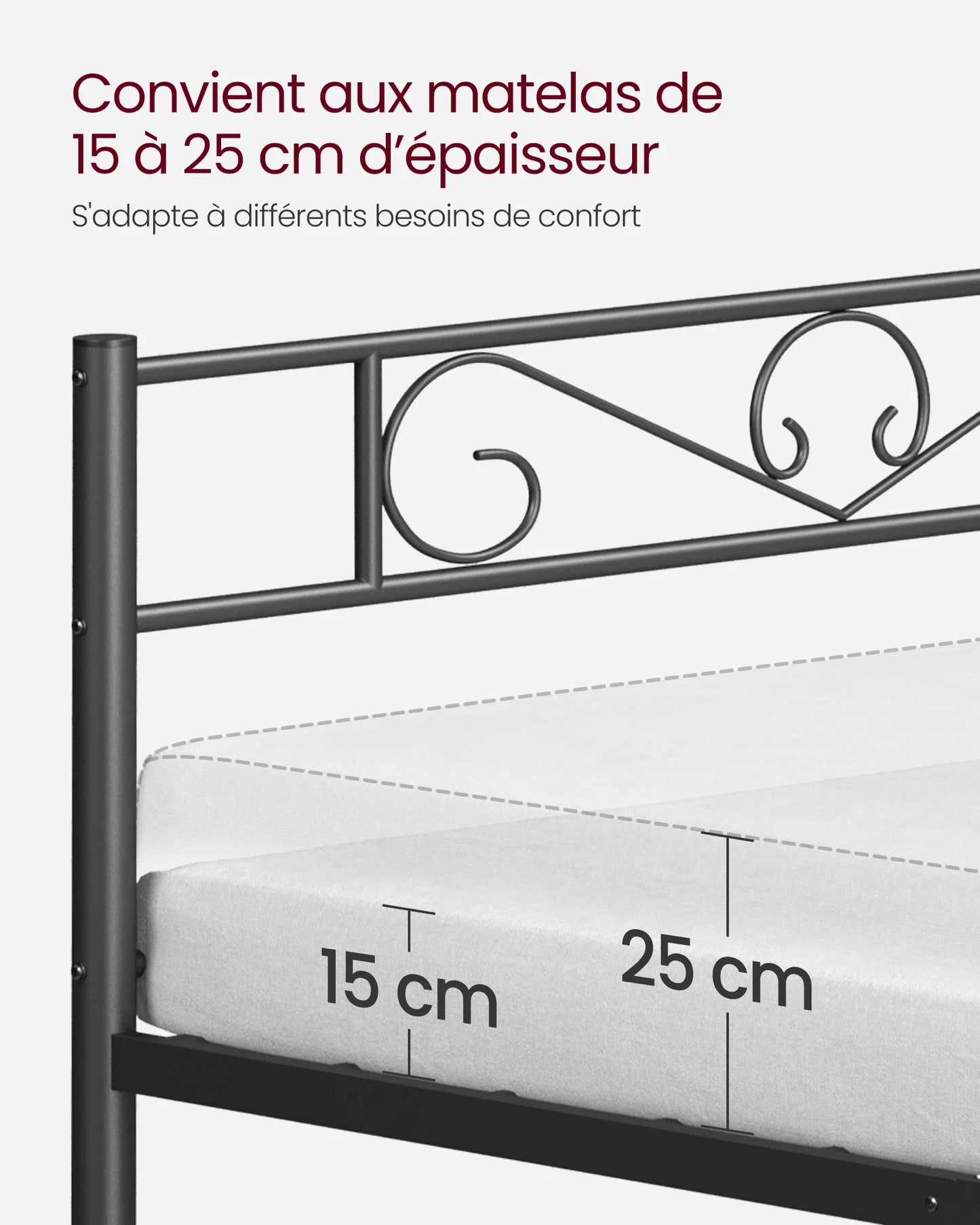 VASAGLE Single Bed Frame, Metal Bed Frame, Fits 90 x 190 cm Mattress, Easy Assembly, for Small Spaces, Guest Room, Black