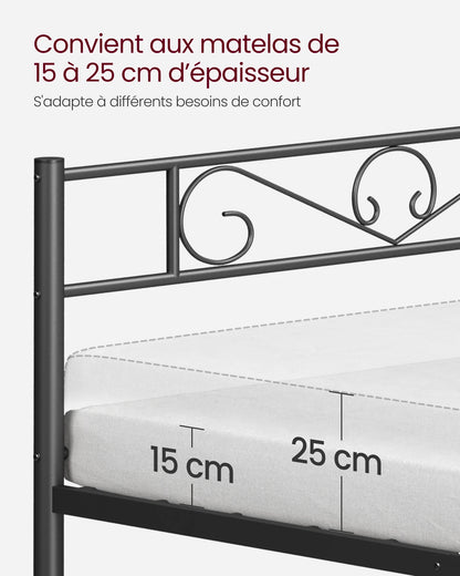 VASAGLE Single Bed Frame, Metal Bed Frame, Fits 90 x 190 cm Mattress, Easy Assembly, for Small Spaces, Guest Room, Black