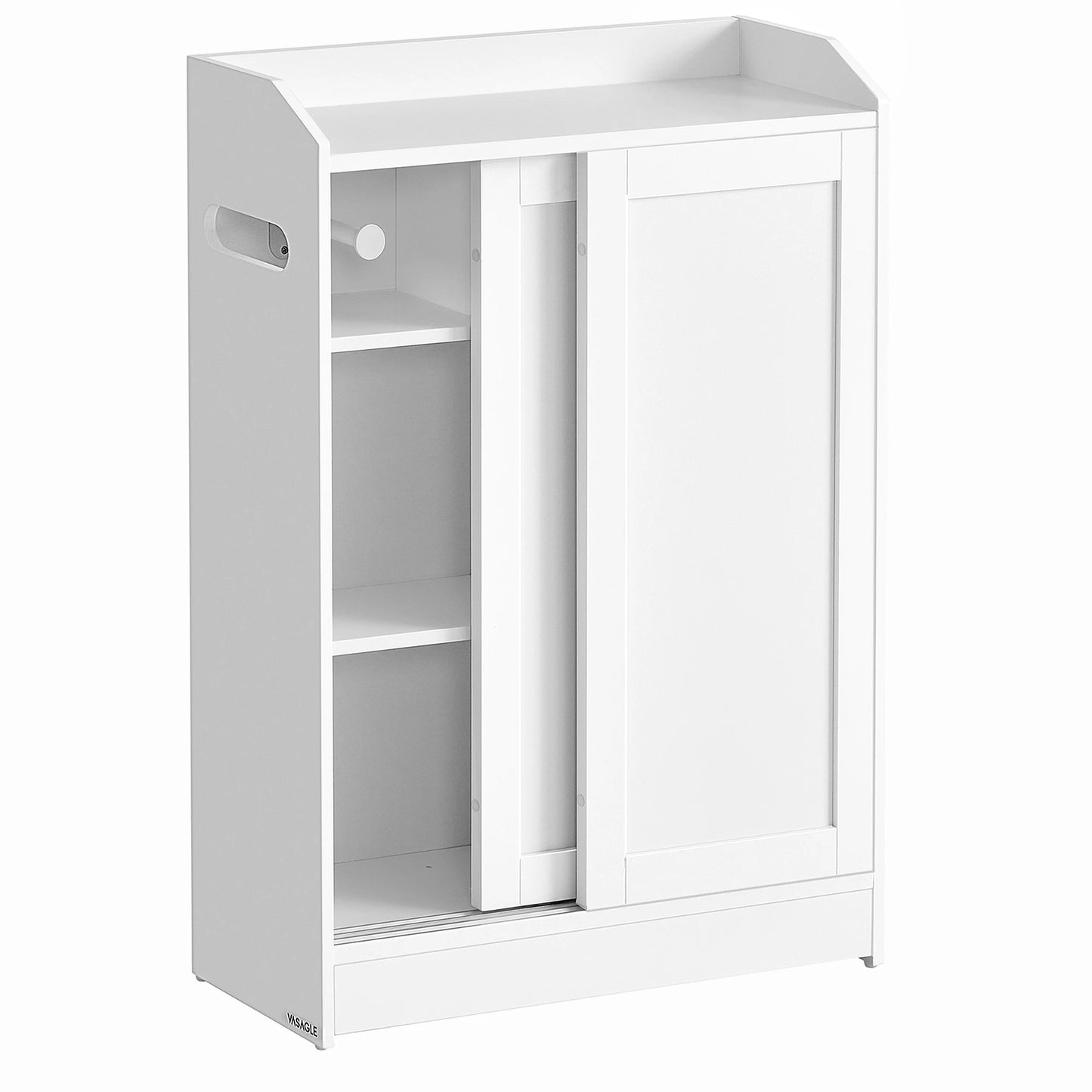 Toilet Cabinet, Toilet Paper Storage, Sliding Doors, Adjustable Shelves, 20 x 60 x 80 cm, Cloud White