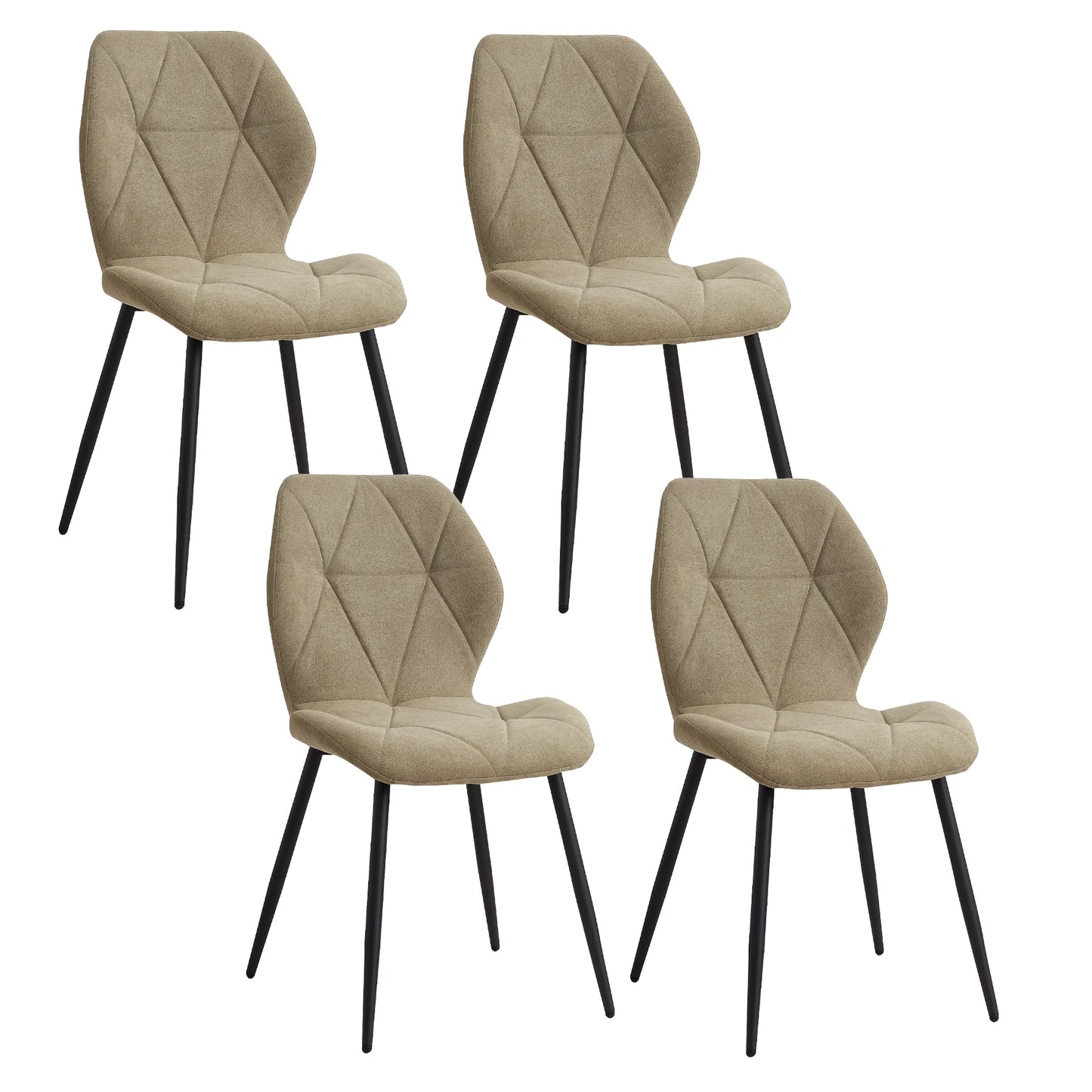EGOONM A Set of 4 Dining Chairs Upholstered Padded Linen Fabric Kitchen Chairs Metal Legs for Balcony Restaurant  Dining Room