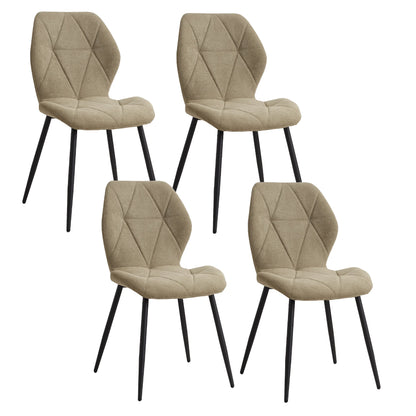 EGOONM A Set of 4 Dining Chairs Upholstered Padded Linen Fabric Kitchen Chairs Metal Legs for Balcony Restaurant  Dining Room
