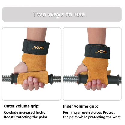 Poignées de gymnastique pour hommes et femmes, protège-paume en cuir de vache, gants d'haltérophilie, de Fitness, d'entraînement, avec bandes à poignets, équipement d'entraînement
