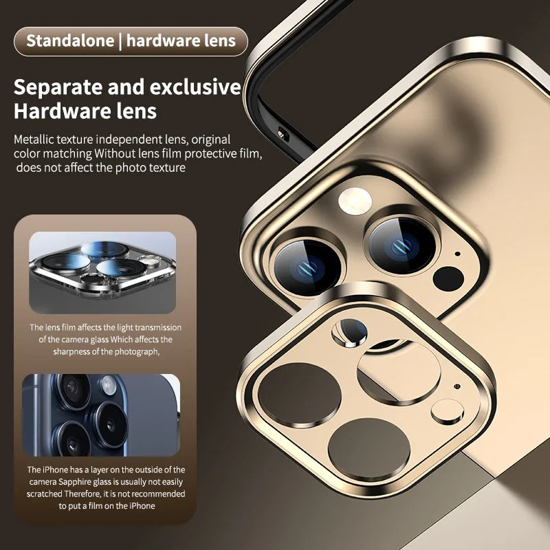 Protection de caméra + cadre hybride en Silicone, coque de téléphone en aluminium et métal pour iPhone 16 15 14 13 Pro Max, pare-chocs à meilleure chaleur