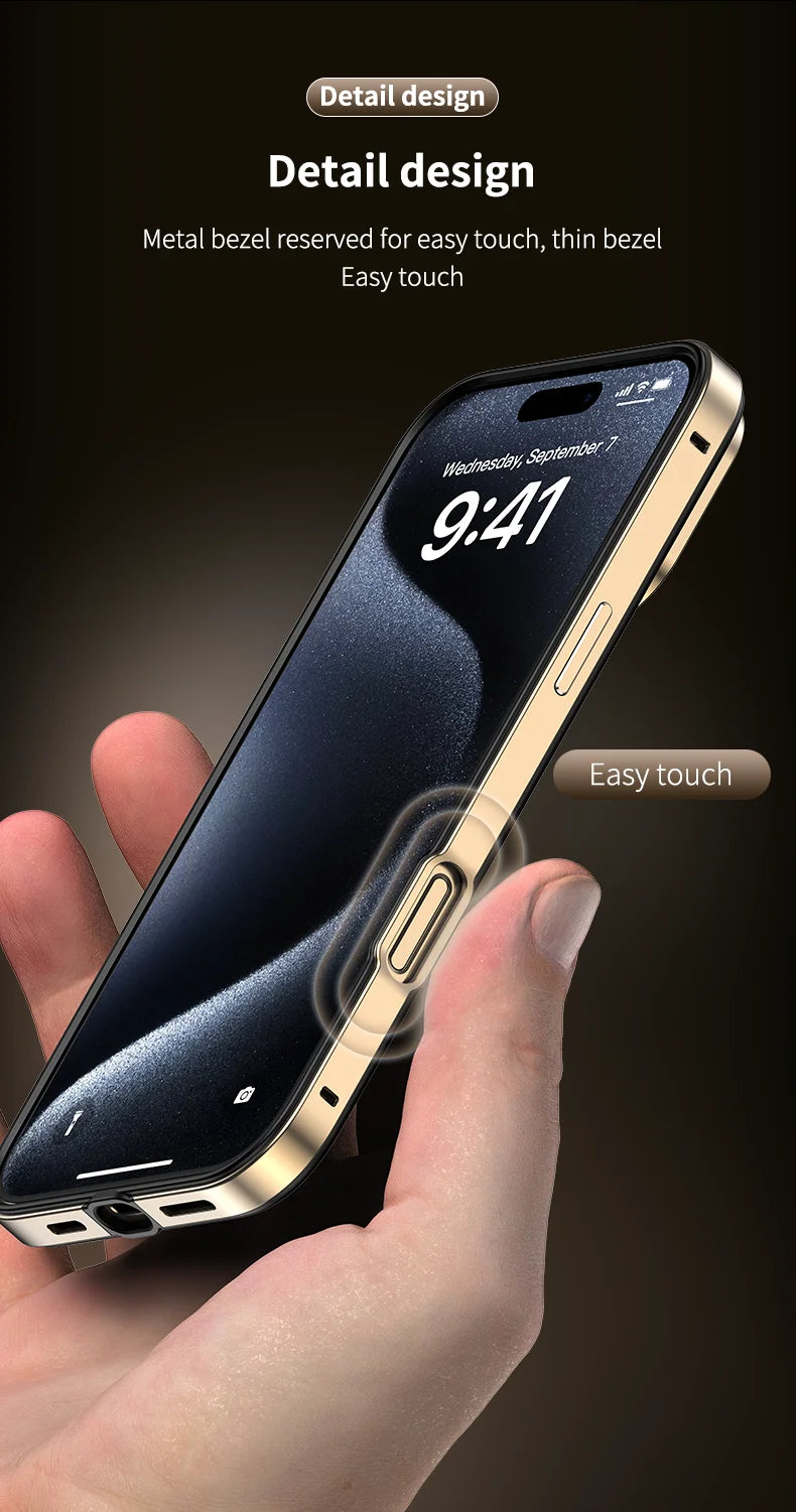 Protection de caméra + cadre hybride en Silicone, coque de téléphone en aluminium et métal pour iPhone 16 15 14 13 Pro Max, pare-chocs à meilleure chaleur