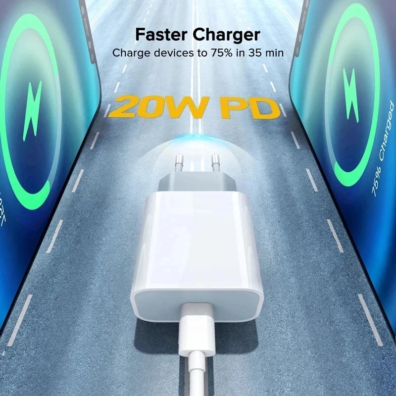 Chargeur PD 20W Charge rapide USB C chargeur pour iPhone 15 14 13 Pro Max Mini X XS Charge rapide Type C chargeur de téléphone adaptateur secteur