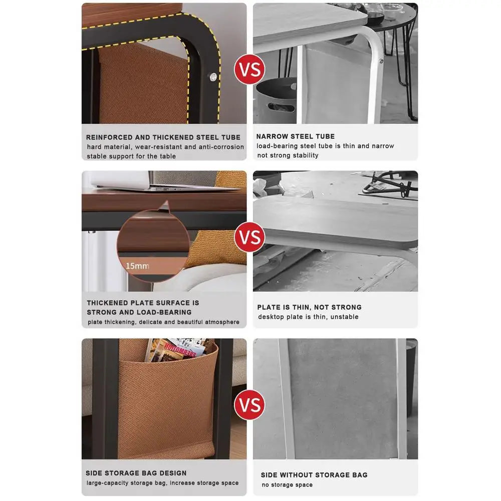 Table d'appoint de canapé en forme de C, double couche, mobile, carré simple, petite table d'appoint pour canapés, salons, zones de chevet, accessoires