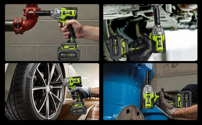 CONENTOOL Clé à Chocs Sans Fil 21V, Moteur Brushless 1/2”, Batterie Lithium 6000mAh, 520Nm de Couple pour Réparations de Voitures et Bricolage à la Maison