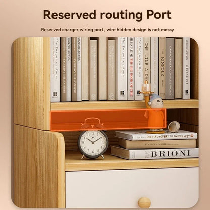 Bibliothèque moderne simple multicouche, support de rangement pour chambre à coucher avec armoire de chevet surélevée, bibliothèque intégrée à tiroir de grande capacité