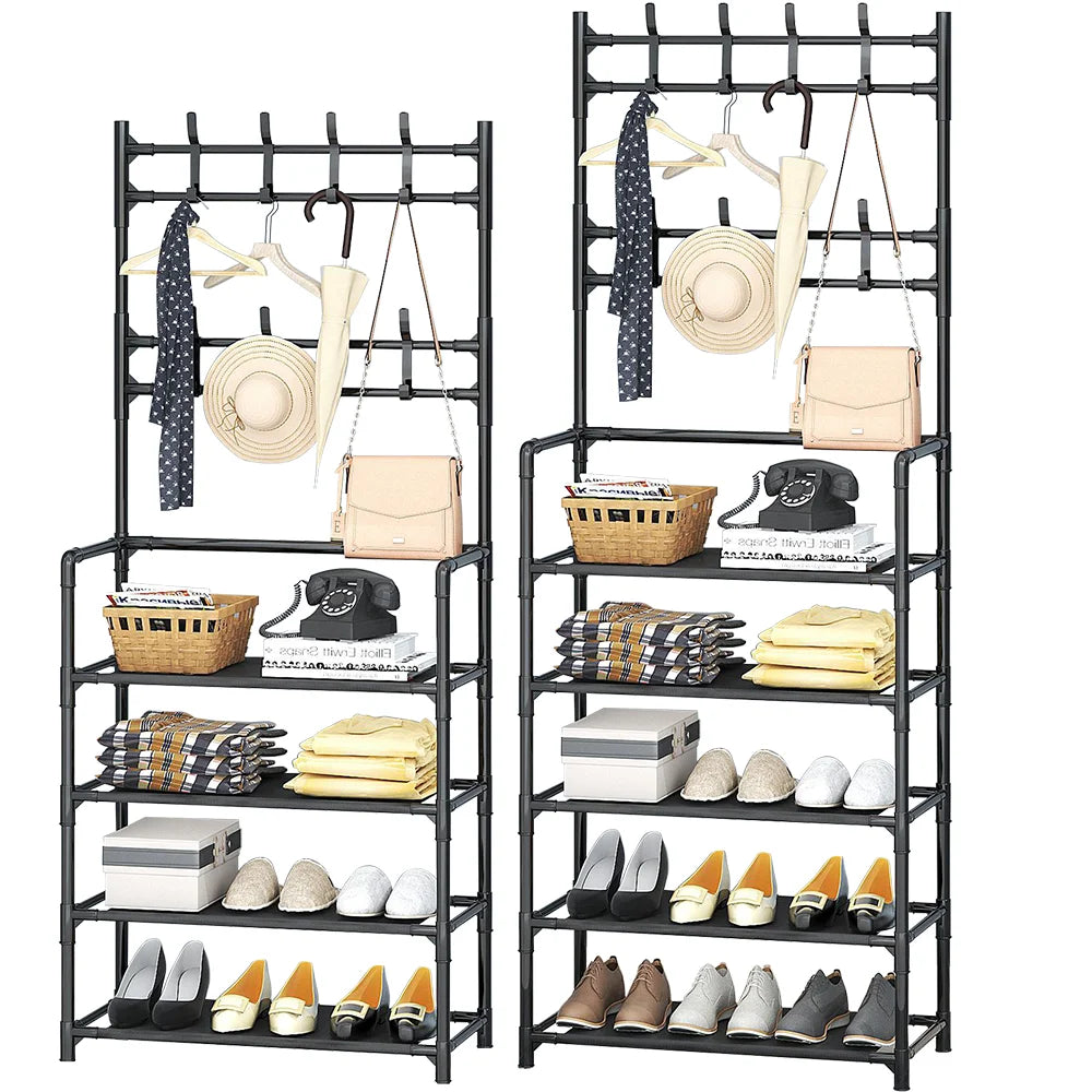 DIY Shoe and Hat Rack Clothes Hanger Organizer Floor Standing Storage Shelf Doorway Simple Multi-Layer Shoerack